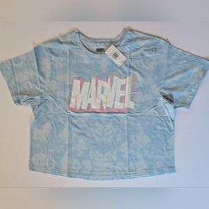 Marvel Vaporwave Logo T-shirt Pastel Tie Dye Cropped Fit Shirt Women's Size 2X